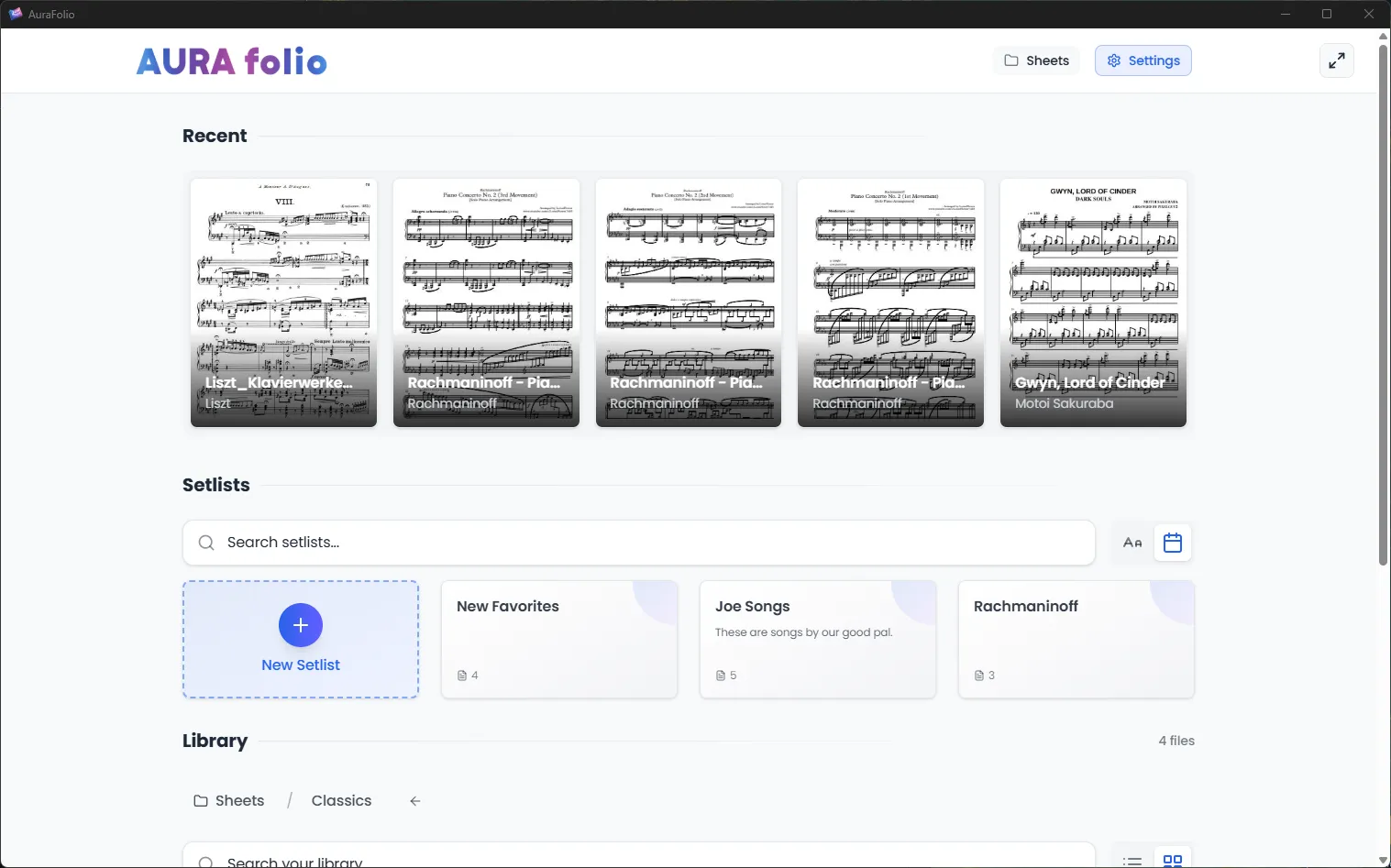 AuraFolio sheet music viewer