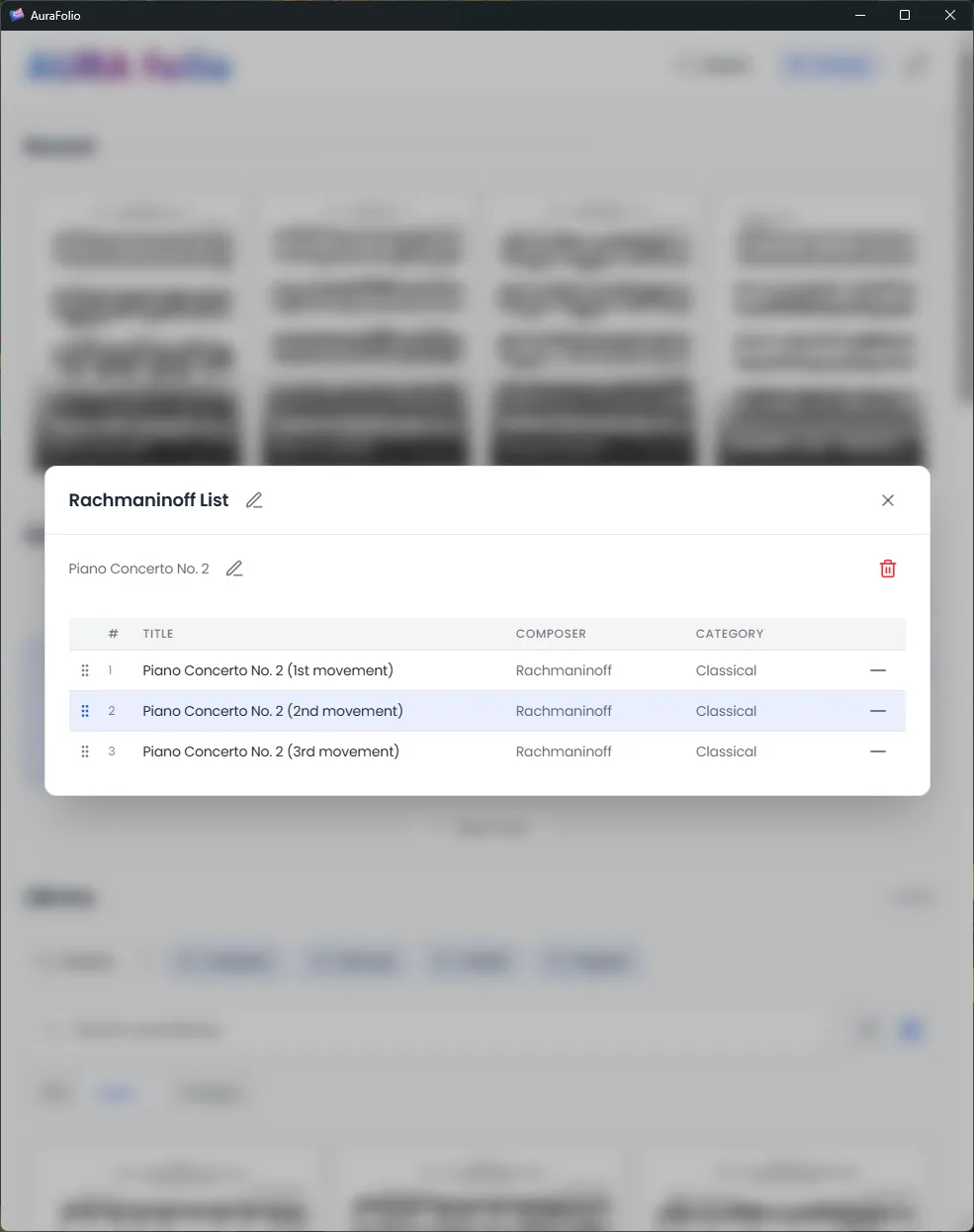 AuraFolio setlist management